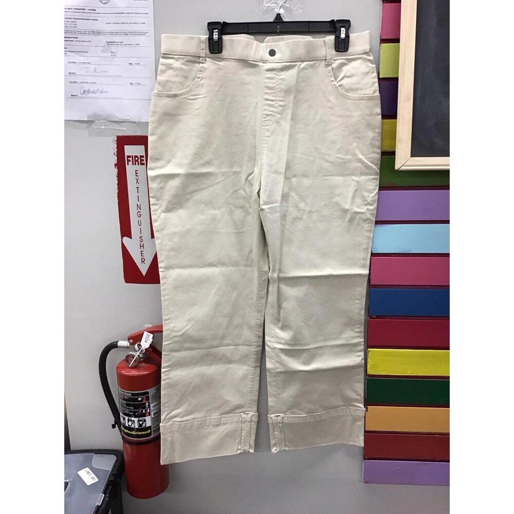 Hue women’s pull on crop hem pants size XL Stretch light khaki new from HSN